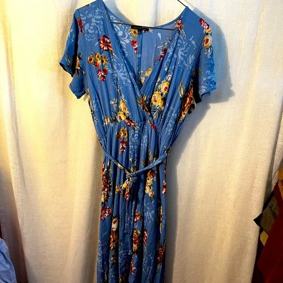 🦄🦄Staccato blu flower print wrap dress size:S - Picture 2 of 5